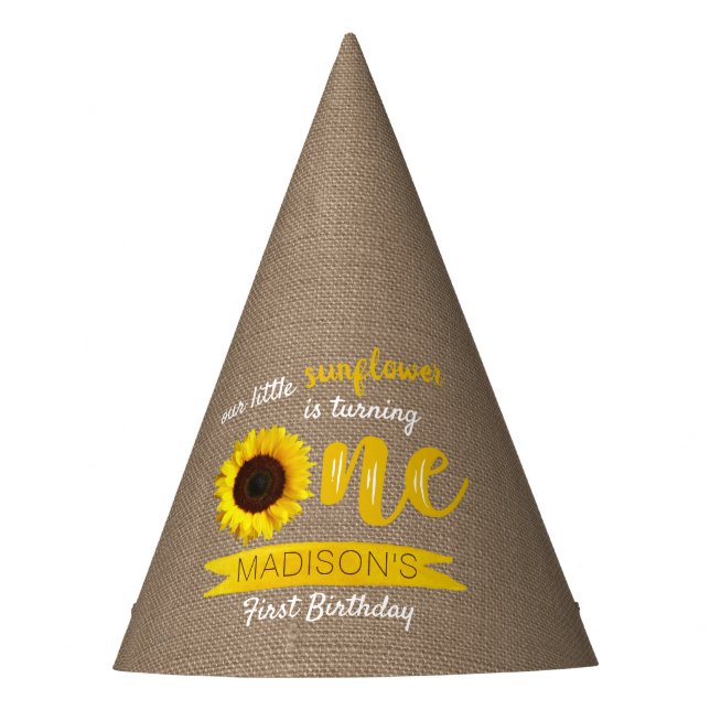 Chapéu De Festa Primeiro aniversario de girassol (Frente)
