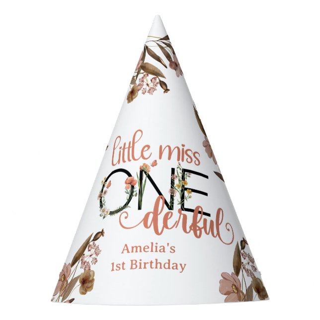 Chapéu De Festa Primeiro aniversario | Pequena Miss Onecasos (Frente)