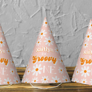 Chapéu De Festa Primeiro aniversario Retro Groovy One Girls