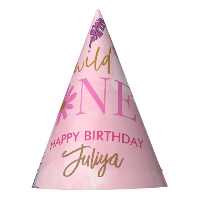 Chapéu De Festa primeiro aniversario rosa silvestre (Frente)