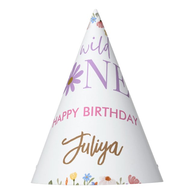 Chapéu De Festa primeiro aniversario roxo de flor selvagem (Frente)