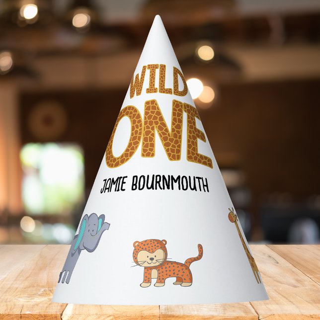 Chapéu De Festa Primeiro aniversario Tema Boys Wild One Safari (Wild one 1st birthday party hat with jungle safari theme.)
