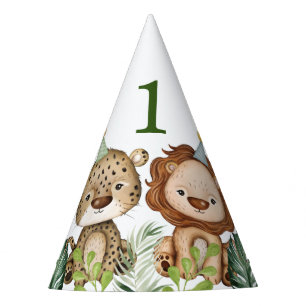 Chapéu De Festa Primeiro aniversario Tropical de Animais Selvagens