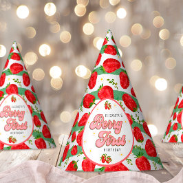 Chapéu De Festa Primeiro aniversario Verde Branco Berry First Stra