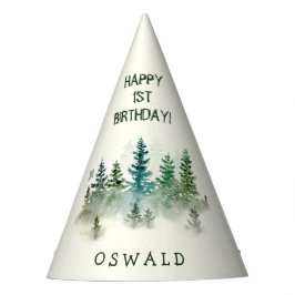 Chapéu De Festa Primeiro Aniversário Wild One Floresta Aquarela