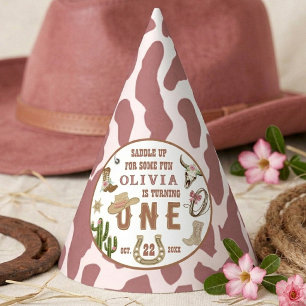 Chapéu De Festa Primeiro Rodeio Rosa Vaquera Ocidental Aniversário