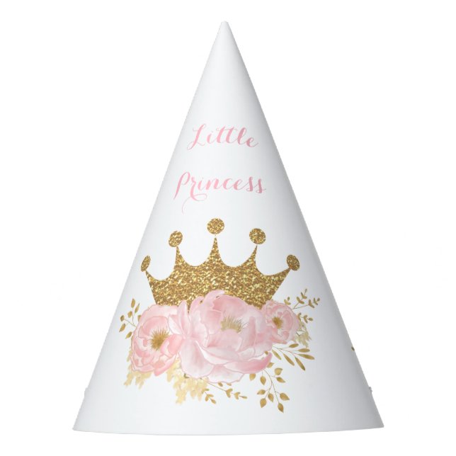 Chapéu De Festa Princesa Dourada Blush Garota de Aniversário Flora (Frente)