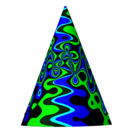Chapéu de Festa Psicodélico Colorido Azul e Verde