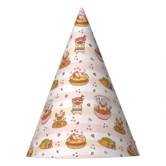 Chapéu De Festa Pug Bon Appetit Hamburger Taco Comida Party Hat