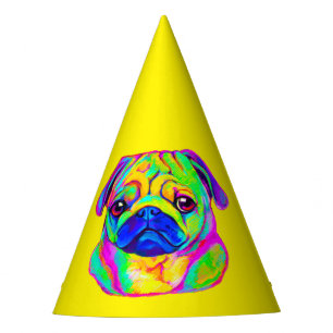 Chapéu De Festa Pug no aniversário das cores