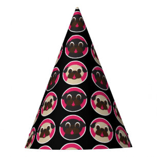 Chapéu De Festa Pugs na festa de aniversário preta dos círculos