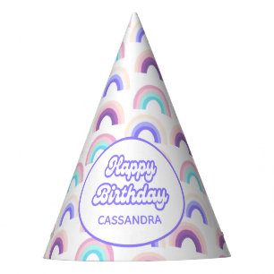 Chapéu De Festa Púrpura Rosa Pastel Watercolor Partido Rainbow Hat