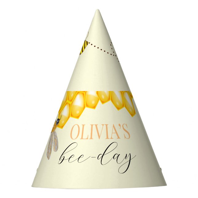 Chapéu De Festa Qualquer idade, tema de abelha aniversário  (Frente)