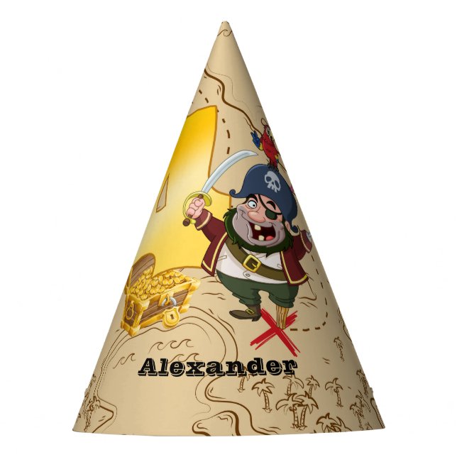 Chapéu De Festa Quarto Mapa do Tesouro Pirata de Aniversário (Frente)