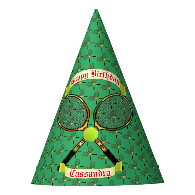 Chapéu De Festa Rackets de tênis e banners de papéis de festa (Frente)