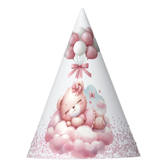 Chapéu De Festa Rapariga Rosa Rainbow Star Aniversário (Frente)