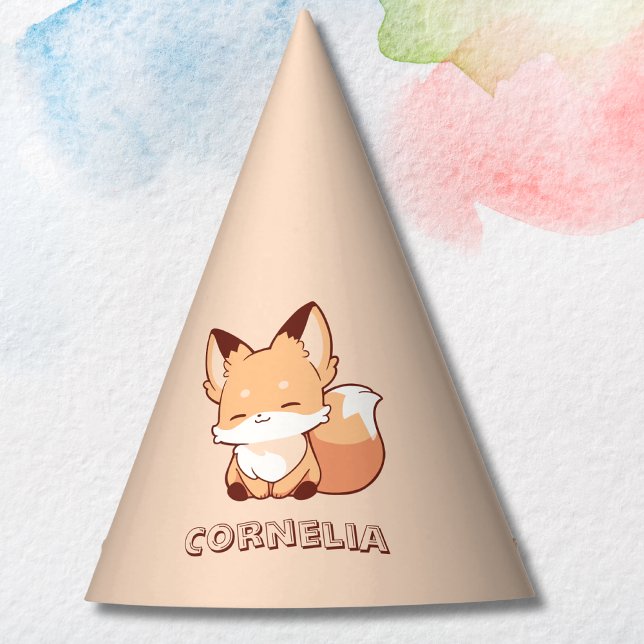 Chapéu De Festa Raposa Sorridente Pequena e Fofa com Nome Personal (Criador carregado)