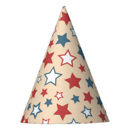 Chapéu De Festa Red and Blue Stars, 4th of July, Beige Background