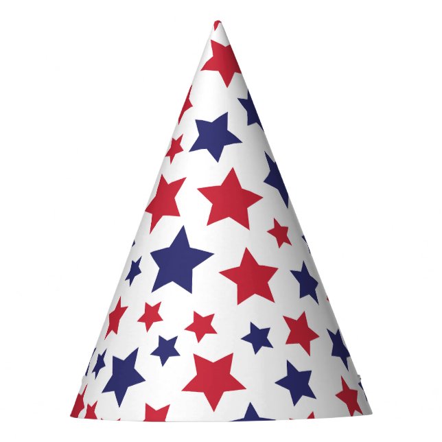 Chapéu De Festa Red and Blue Stars, 4th of July, White Background (Frente)