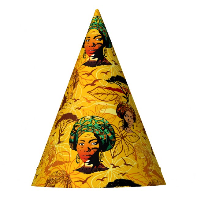 Chapéu De Festa Retrato de Mulher Africana com Sunset (Frente)