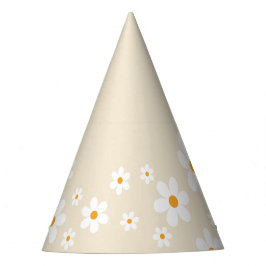 Chapéu De Festa retro daisy groovy aniversário tan party hat