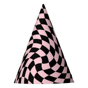 Chapéu De Festa Retro Pastel Cor-de-Rosa e Preto Verificado