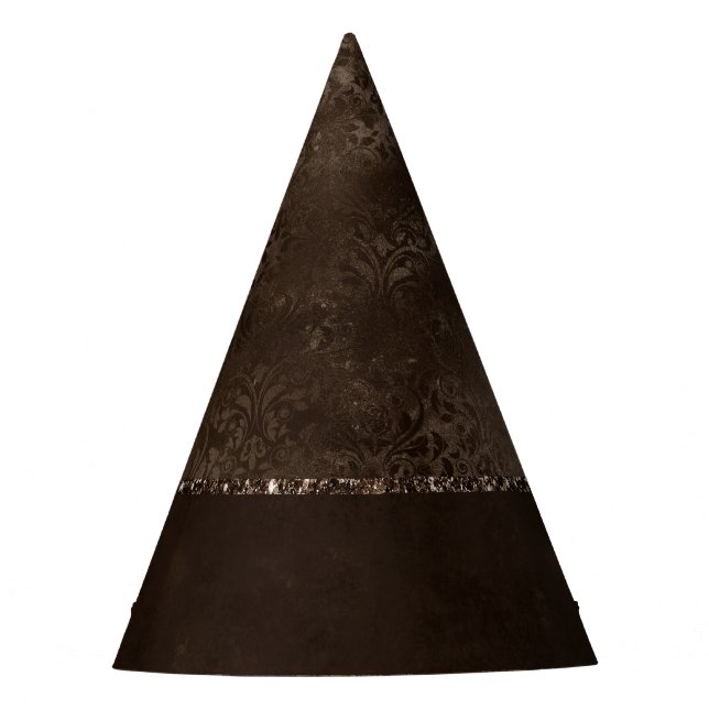 Chapéu De Festa Romance em Bronze à meia-noite | Satinge Damask (Frente)