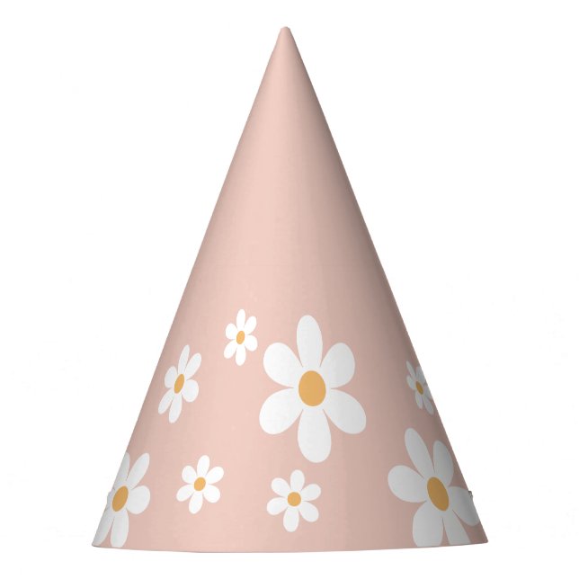 Chapéu de festa rosa boho margarida retrô (Frente)