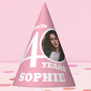 Chapéu De Festa rosa claro aniversário de 40 anos personalizada de