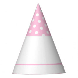 Chapéu De Festa Rosa claro Bolinhas Destaque Superior em Branco