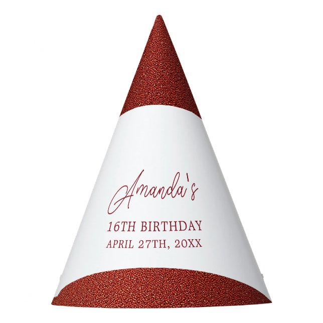 Chapéu De Festa Rosa moderno Dourado de Cobre Glitter Doce 16 Aniv (Frente)