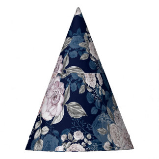Chapéu De Festa Rosas Rosa Azul Escuro: Vintage