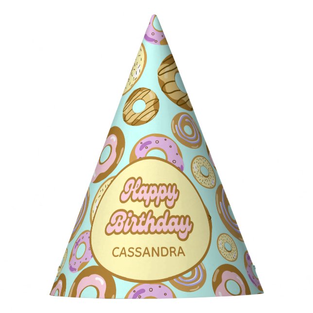 Chapéu De Festa Rosquinha verde de pastel com aquarela (Frente)