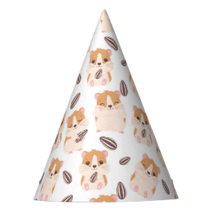 Chapéu De Festa Rosto de Hamster Bonito e Padrão de Sementes Anive