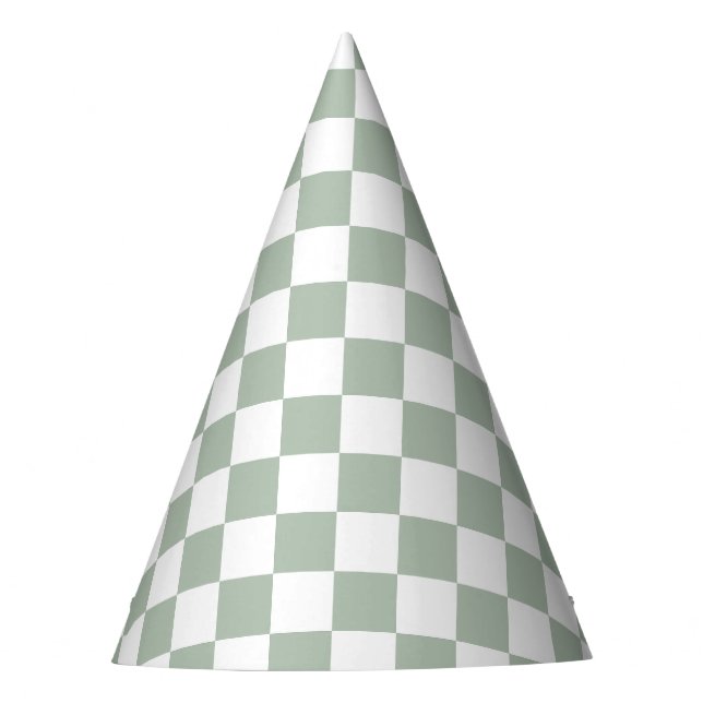 Chapéu De Festa Sage Green and White Checkered  (Frente)