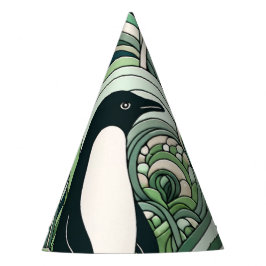 Chapéu De Festa Sage Green Mint Pastel Green Penguin In Swirl Art