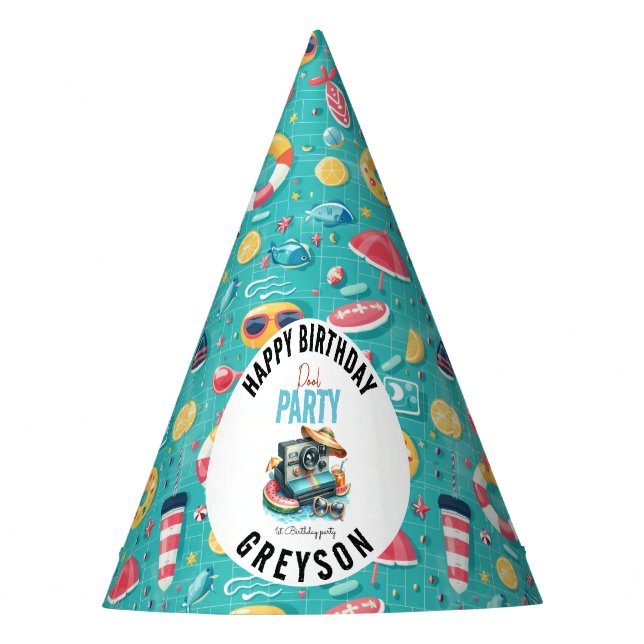 Chapéu De Festa Segundo aniversário da Piscina de Verão (Frente)