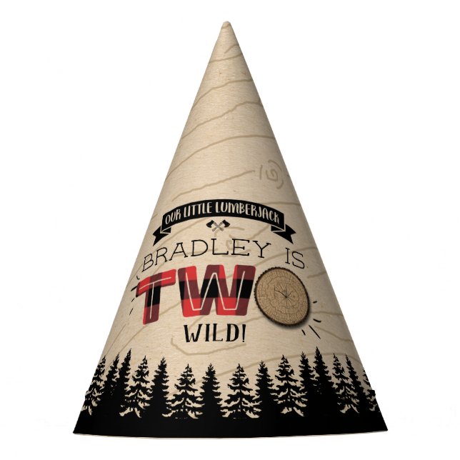 Chapéu De Festa Segundo aniversário de Lumberjack Boys, Xadrez da  (Frente)