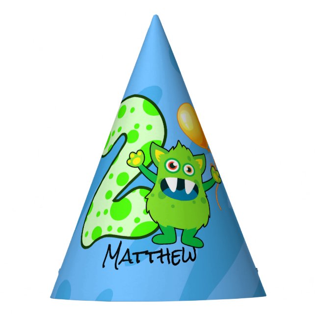 Chapéu De Festa Segundo aniversário Monstro Verde (Frente)