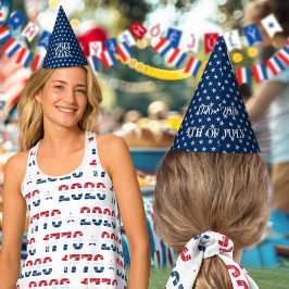 Chapéu De Festa Semiquincentennial Star Spangled Silver Navy Blue 