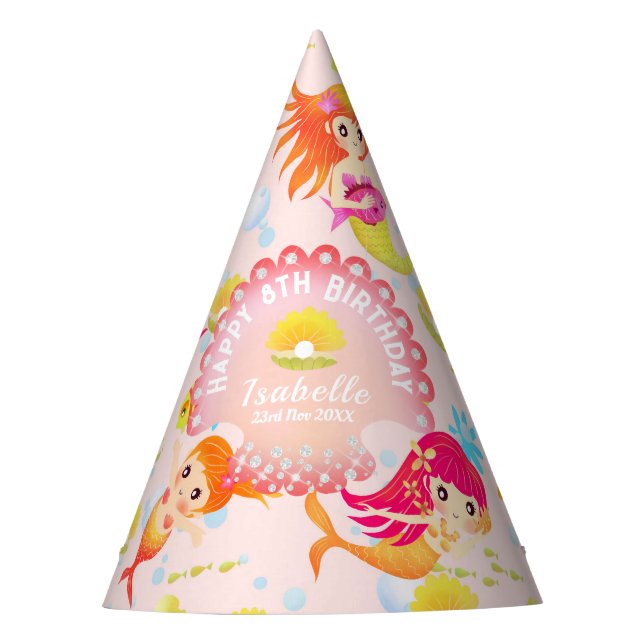 Chapéu De Festa Sereias Rosa Pêssego (Frente)
