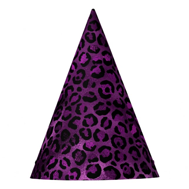 Chapéu De Festa Série de Design Leopardo Roxo e Dourado 3 (Frente)