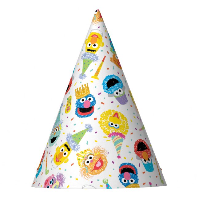 Chapéu De Festa Sesame Street Pals Confetti Aniversário (Frente)