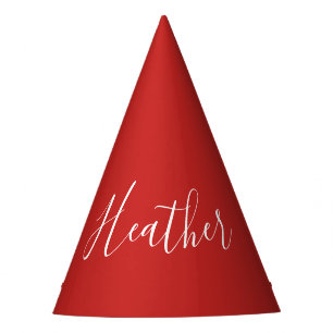 Chapéu De Festa Seu Script Branco Personalizado em Vermelho