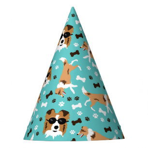 Chapéu De Festa Shetland Sheepdog Shelties Pawprint Patterme Party