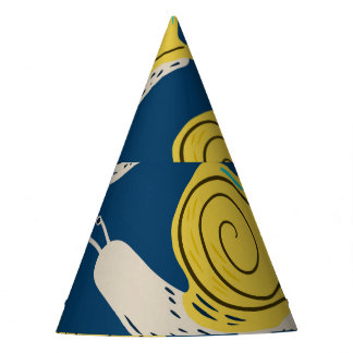 Chapéu De Festa Silhuetas de caracóis: padrão amarelo, rosa.
