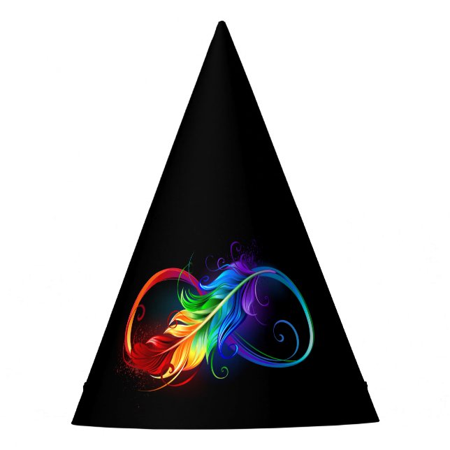 Chapéu De Festa Símbolo do Infinito com Pena Arco-íris (Frente)