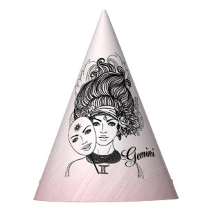 Chapéu De Festa Símbolo Gemini Zodiac e Sinal Rosa