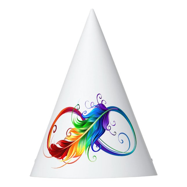 Chapéu De Festa Símbolo Infinito com Pena Arco-Íris (Frente)
