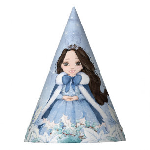 Chapéu De Festa Snowy Winter Black Hair Princess